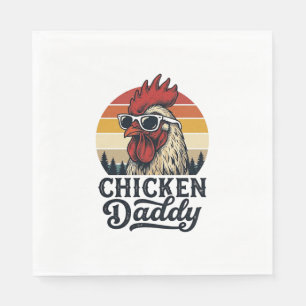 Chicken Daddy Rooster Vintage Sunset Vector Design Napkin