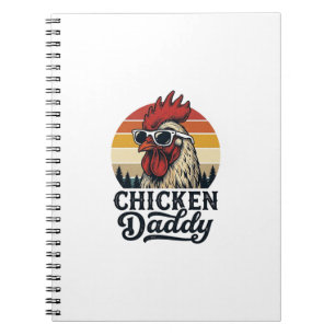 Chicken Daddy Rooster Vintage Sunset Vector Design Notebook