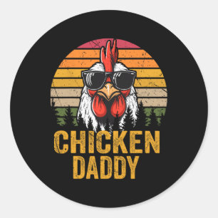 Chicken Daddy Vintage Funny Farmer Chickens Father Classic Round Sticker