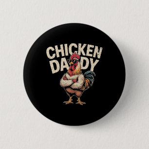 Chicken Daddy Vintage Poultry Farmer Funny Fathers 6 Cm Round Badge
