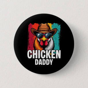 Chicken Daddy Vintage Poultry Farmer Funny Fathers 6 Cm Round Badge