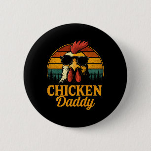 Chicken Daddy Vintage Poultry Farmer Funny Fathers 6 Cm Round Badge