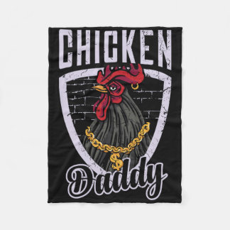 Chicken Daddy Vintage Poultry Farmer Funny Fathers Fleece Blanket