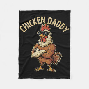 Chicken Daddy Vintage Poultry Farmer Funny Fathers Fleece Blanket