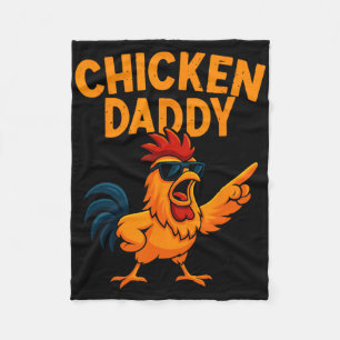 Chicken Daddy Vintage Poultry Farmer Funny Fathers Fleece Blanket