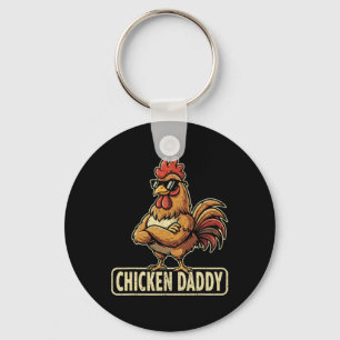 Chicken Daddy Vintage Poultry Farmer Funny Fathers Key Ring