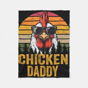 Chicken Daddy Vintage Rooster For Dad Farmer Fathe Fleece Blanket