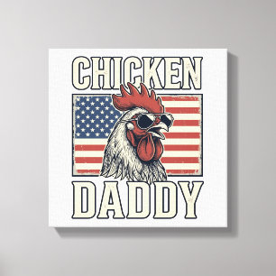 Chicken Daddy Vintage Rooster Patriotic Canvas Print