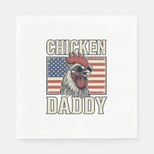 Chicken Daddy Vintage Rooster Patriotic Napkin
