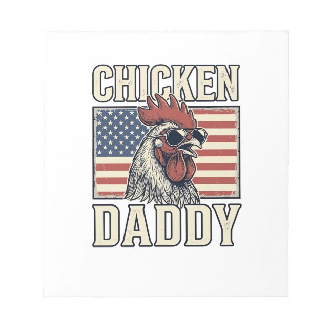 Chicken Daddy Vintage Rooster Patriotic Notepad (Front)