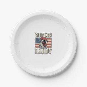 Chicken Daddy Vintage Rooster Patriotic Paper Plate