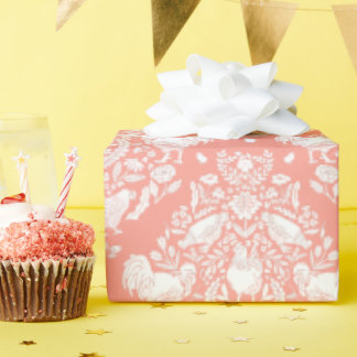 Chicken Damask Wrapping Paper
