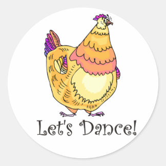 Chicken Dance Classic Round Sticker