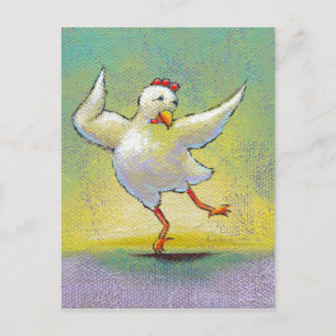Chicken dancer modern interpretive dancing fun art postcard