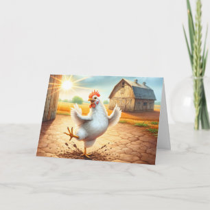 Chicken Dancing In Barnyard Birthday  Card
