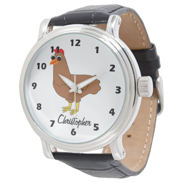 Chicken Design Personalised Watch (Angled)