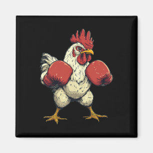 Chicken Dressed As A Boxer Funny Boxing Magnet