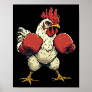 Chicken Dressed As A Boxer Funny Boxing Poster
