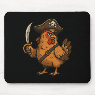 Chicken Dressed As A Pirate Funny Chicken Hallowee Mouse Mat
