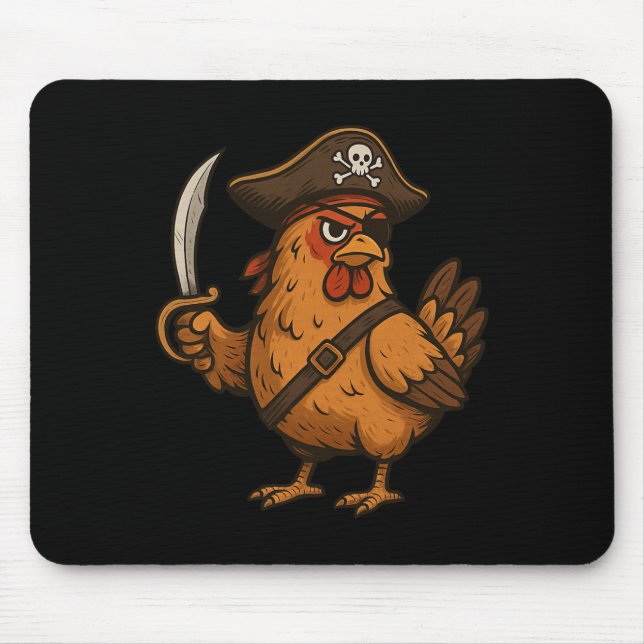 Chicken Dressed As A Pirate Funny Chicken Hallowee Mouse Mat (Front)