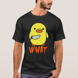 Chicken Duck Holding Knife Saying What Halloween T-Shirt