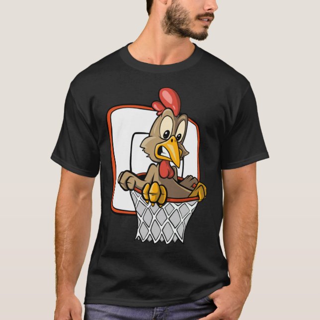 Chicken Dunking Basketball T-Shirt (Front)