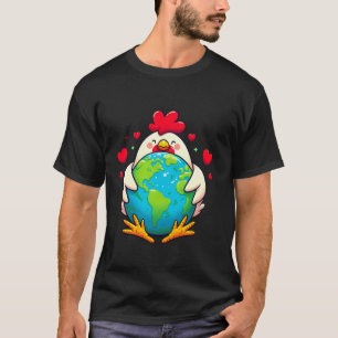 Chicken Earth Day Hug Love Owner Planet Lover Kids T-Shirt