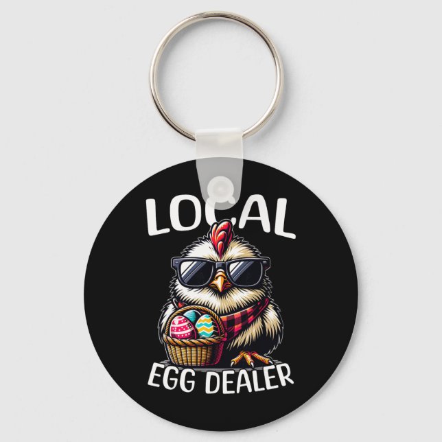 Chicken Easter Chicken Local Egg Dealer  Key Ring (Front)