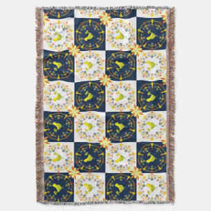 Chicken easter folk pattern throw blanket