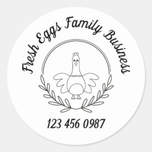 Chicken Egg Business Vintage Cute Hen Black&White Classic Round Sticker