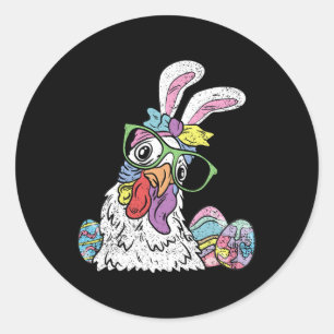 Chicken Egg Hunting Easter Bunny Ears Farm Animal  Classic Round Sticker