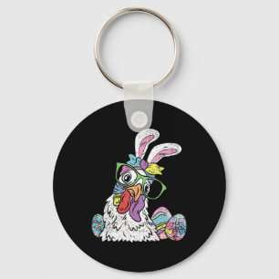 Chicken Egg Hunting Easter Bunny Ears Farm Animal Key Ring