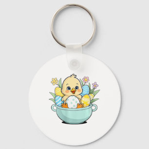 Chicken Egg Hunting Easter Bunny Ears Farm Animal  Key Ring
