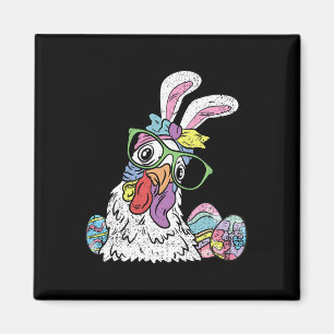 Chicken Egg Hunting Easter Bunny Ears Farm Animal  Magnet
