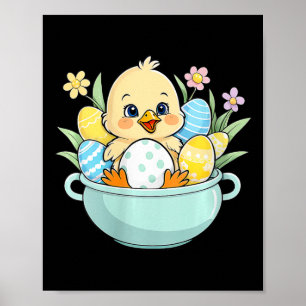 Chicken Egg Hunting Easter Bunny Ears Farm Animal Poster