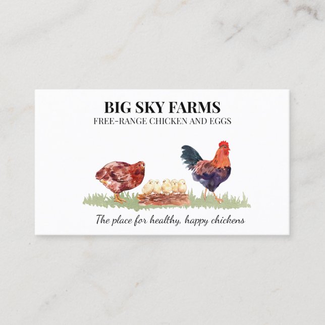 Chicken Eggs Farm Watercolor  Business Card (Front)