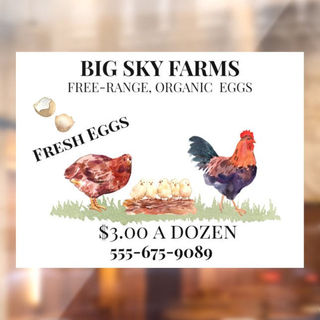Chicken Eggs Farm Watercolor  For Sale   Window Cling (Sheet 2)