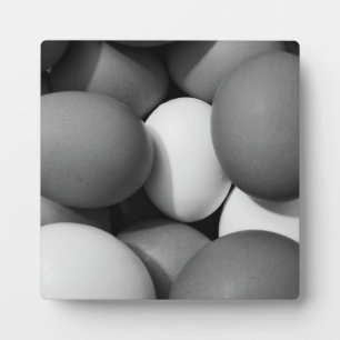 Chicken Eggs in Black and White Plaque