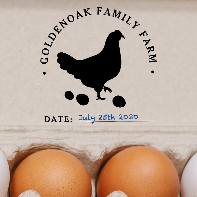 Chicken Eggs Personalized Egg Farm Fresh Date  Rubber Stamp (Creator Uploaded)