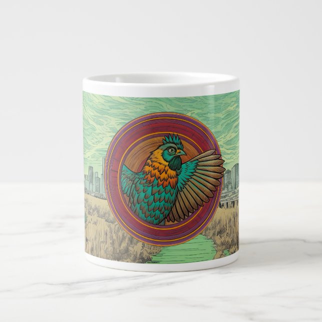 Chicken emblem design large coffee mug (Front)