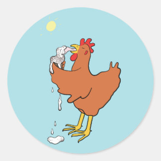 Chicken Enjoying Ice-cream  Classic Round Sticker