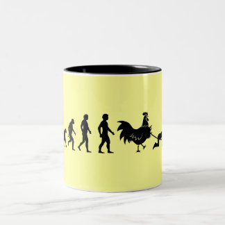 Chicken evolution Two-Tone coffee mug