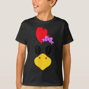 Chicken Face Bow Rooster Eyelashes Funny Halloween T-Shirt