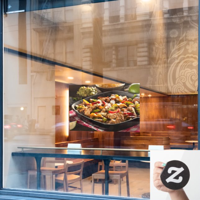Chicken Fajitas Mexican Restaurant Food Picture  Window Cling (Cafe Window)