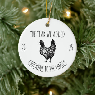 Chicken Family,Chicken Coop Farmer Gift Ceramic Tree Decoration
