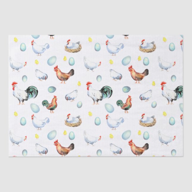 Chicken Family Farmhouse Tissue Paper (Front)