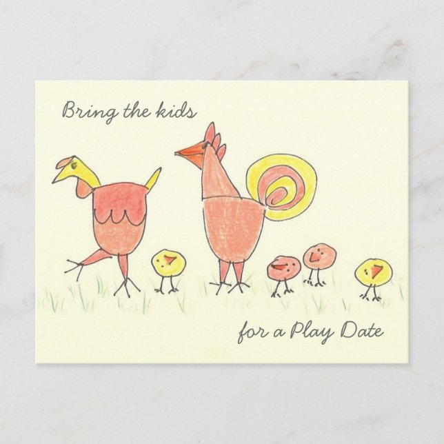 Chicken Family Play Date Invitation (Front)