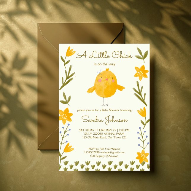 Chicken farm animals whimsical baby shower invitation (Chicken farm animals whimsical spring baby shower invitation template instant download)