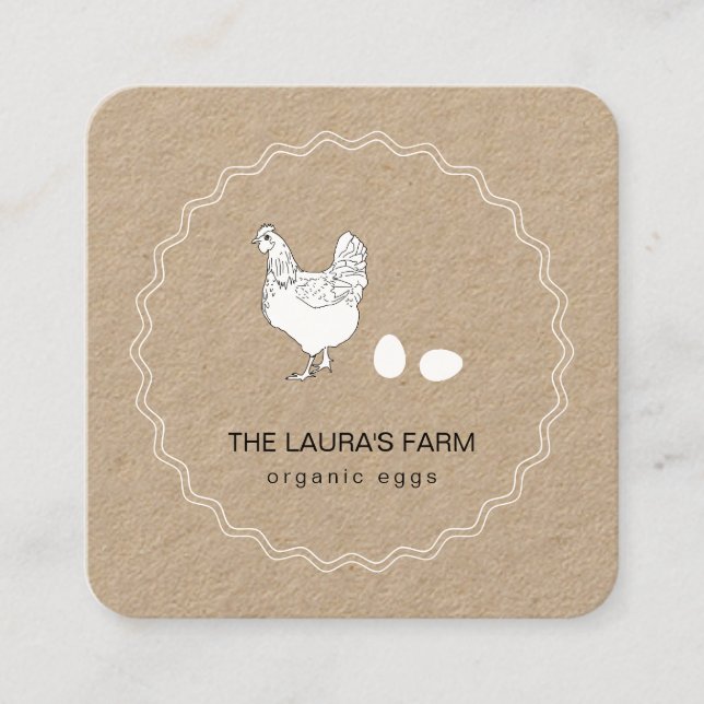 Chicken Farm Country Hen Organic Eggs Business Car Square Business Card (Front)