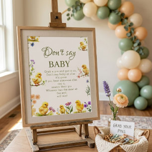 Chicken farm Don't Say Baby Baby Shower Game sign